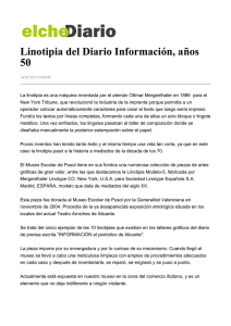 Linotipia del Diario Información, años 50