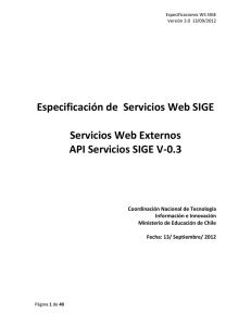 Especificación de Servicios Web SIGE Servicios Web Externos API