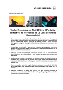 Vuelve Electrónica en Abril 2016, la 14ª edición del festival de