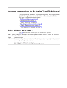 Considerations for developing VoiceXML in Spanish