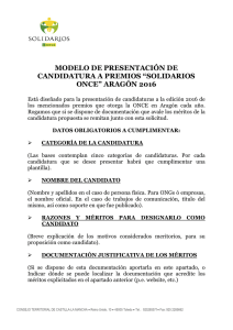 MODELO DE PRESENTACIÓN DE CANDIDATURA A PREMIOS