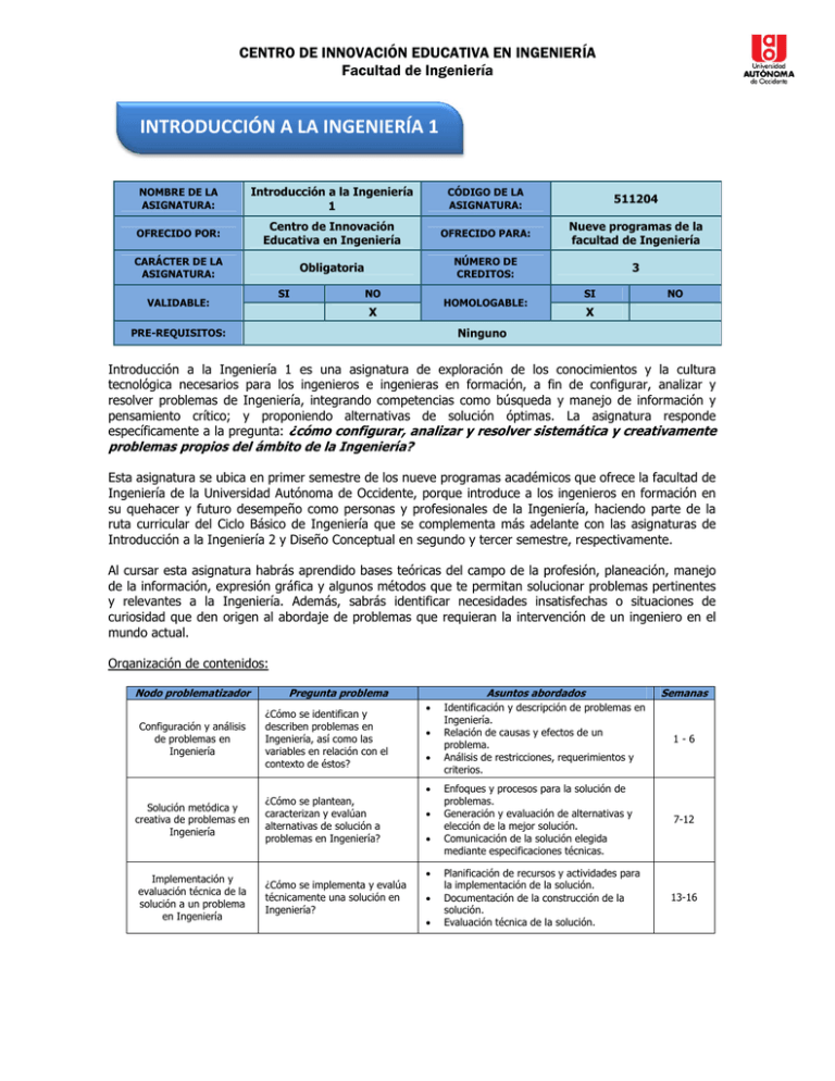 Introducción A La Ingeniería 1 - Universidad Autónoma De Occidente