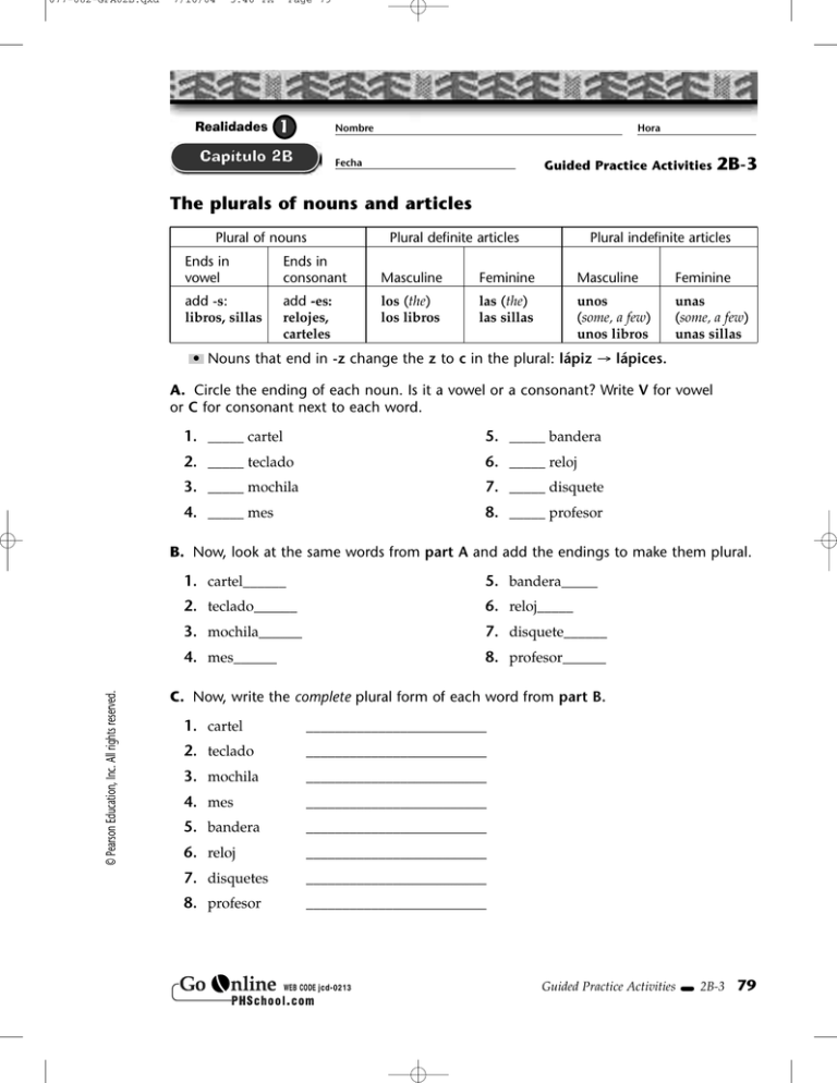 The Plurals Of Nouns And Articles