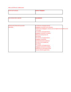 ÁREA: GESTIÓN DEL CURRICULUM Dimensión focalizada Gestión