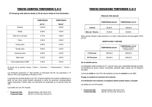 TARIFAS CAMPING TEMPORADA 2.015 TARIFAS BUNGALOWS