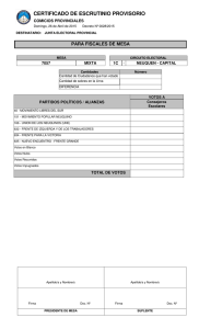 CERTIFICADO DE ESCRUTINIO PROVISORIO