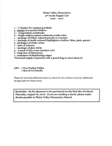 Page 1 Platte Valley Elementary 5th Grade Supply List 2016 – 2017