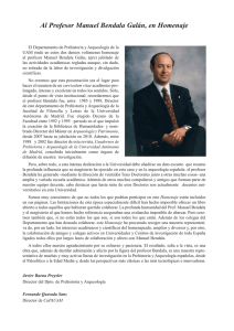 Al Profesor Manuel Bendala Galán, en Homenaje