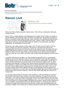 Ramon Llull in lletrA, catalan literature online
