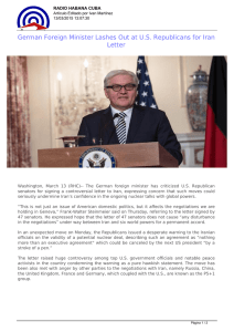 German Foreign Minister Lashes Out at US Republicans for Iran Letter