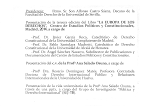 Presidencia: Iltrno. Sr. Son Alfonso Castro Sáenz, Decano de la