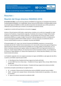 Resumen – Reunión del Grupo directivo INSARAG 2016