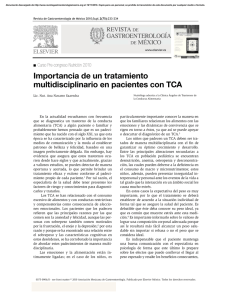 Importancia de un tratamiento multidisciplinario en pacientes con TCA