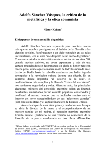 Adolfo Sánchez Vásquez, la crítica de la metafísica y la ética