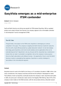 EasyVista emerges as a mid-enterprise ITSM contender