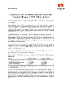 Estudio elaborado por MasterCard valora a la UEFA Champions