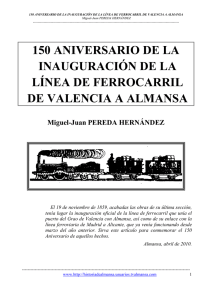 150 aniversario de la inauguración de la línea de ferrocarril valencia