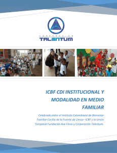 ICBF CDI Institucional y modalidad en medio familiar