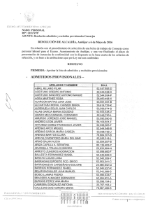 Resolución lista admitidos y excluidos Conserje