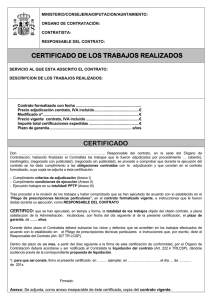 Certificado trabajos realizados - Contratación Pública en España