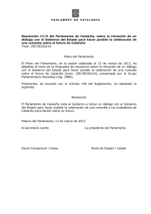 Resolución 17/X del Parlamento de Cataluña, sobre la iniciación de