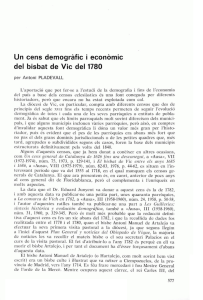 Un cens demogr&agrave;fic i econ&ograve;mic del bisbat de Vic del 1780