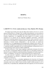 Rese&ntilde;a: An&aacute;lisis del Discurso de Brown y Yule