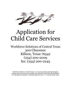Application for Child Care Services - Workforce Solutions of Central
