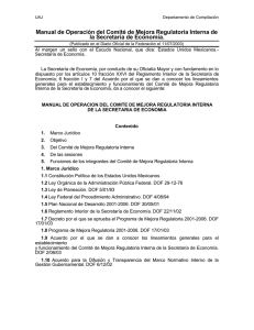 Manual de Operación del Comité de Mejora Regulatoria