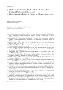 Producción bibliográfica de Historia de la Educación (2005