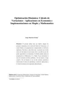 Optimización Dinámica: Cálculo de Variaciones