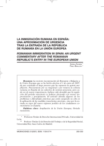 la inmigraci&oacute;n rumana en espa&ntilde;a: una aproximaci&oacute;n de