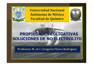 PROPIEDADES COLIGATIVAS SOLUCIONES DE NO ELECTROLITO