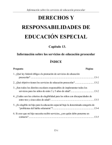 Capítulo 13. Información sobre los servicios de educación preescolar
