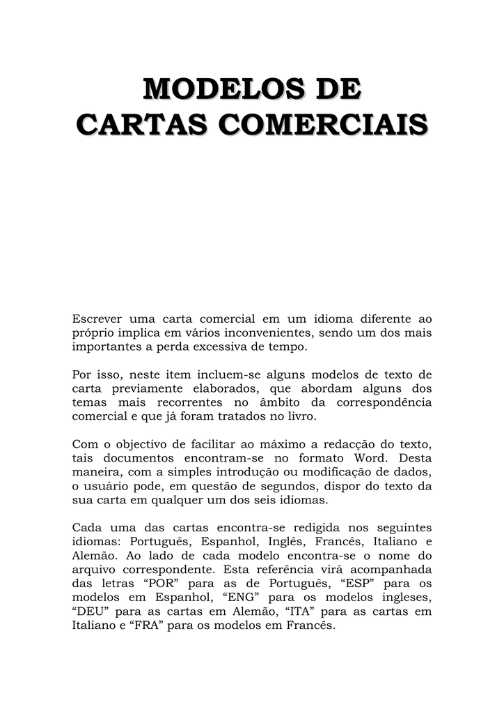 Exemplo De Carta Comercial Em Espanhol – Novo Exemplo