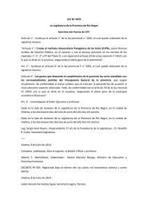 LEY Nº 4979 La Legislatura de la Provincia de Río Negro Sanciona