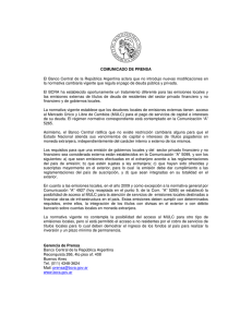 Comunicado del Banco Central de la República Argentina