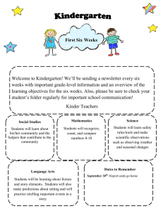 First Six Weeks Welcome to Kindergarten! We`ll be