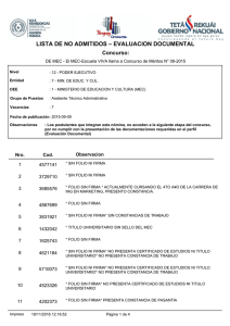 lista de no admitidos – evaluacion documental