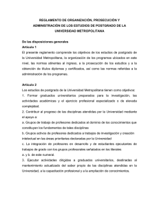 Reglamento de prosecución de Estudios de Postgrado para la