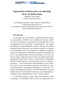 Sugerencias teóricas para un abordaje de la vía bolivariana