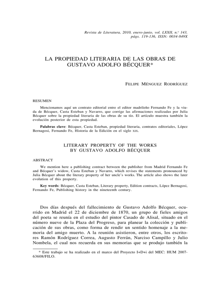 La Propiedad Literaria De Las Obras De Gustavo Adolfo Bécquer