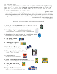 Dear Kindergarten parents, Here is your supply child`s list for your