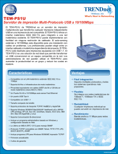 Servidor de impresión Multi-Protocolo USB a 10/100Mbps