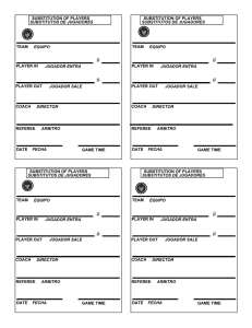 Page 1 TEAM EQUIPO PLAYER IN JUGADOR ENTRA PLAYER