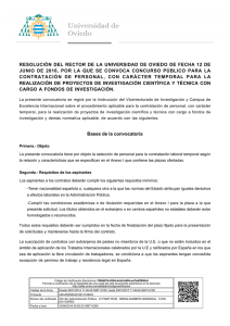 Resolución de 12 de Junio de 2016 de la Universidad de Oviedo