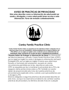 AVISO DE PRACTICAS DE PRIVACIDAD Canby Family Practice