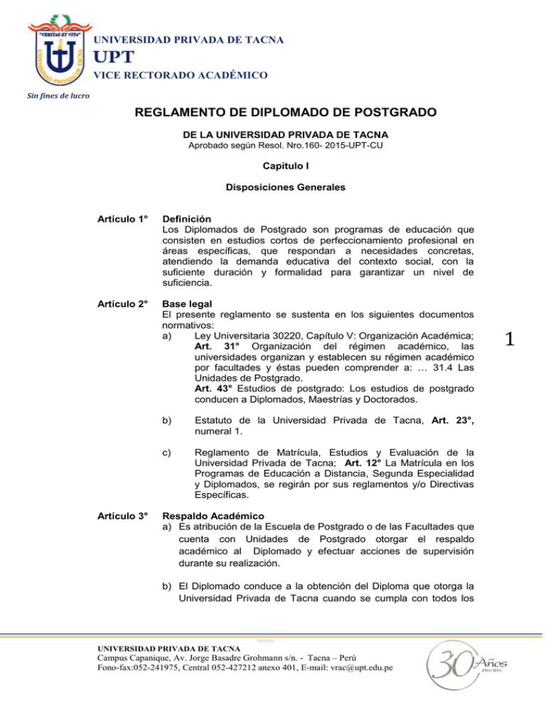 Reglamento De Diplomado De Postgrado