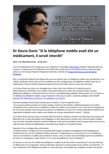 Dr Devra Davis "Si le téléphone mobile avait été un - Next-up
