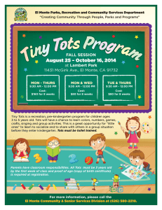 Tiny Tots Program T iny Tots Program